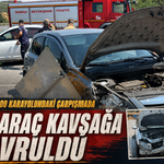 Kula D300 Karayolundaki Çarpışmada İki Araç Kavşağa Savruldu