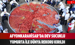 Afyonkarahisar’da dev sucuklu yumurta ile dünya rekoru kırıldı