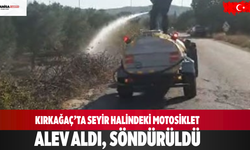 Kırkağaç’ta seyir halindeki motosiklet alev aldı, söndürüldü
