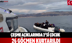 Çeşme açıklarında 2’si çocuk 26 göçmen kurtarıldı