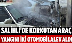 Salihli'de Korkutan Araç Yangını İki Otomobil Alev Aldı
