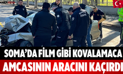Soma’da Film Gibi Kovalamaca! Amcasının Aracını Kaçırdı