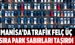 Manisa'da Trafik Felç! Üç Sıra Park Sabırları Taşırdı