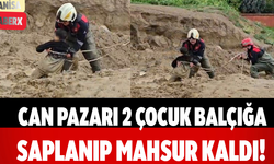 Can Pazarı 2 Çocuk Balçığa Saplanıp Mahsur Kaldı!