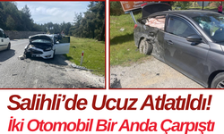 Salihli’de Ucuz Atlatıldı! İki Otomobil Bir Anda Çarpıştı