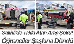 Salihli'de Takla Atan Araç Şoku! Öğrenciler Şaşkına Döndü