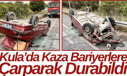 Kula’da Kaza Bariyerlere Çarparak Durabildi