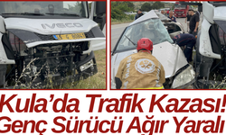 Kula’da Trafik Kazası! Genç Sürücü Ağır Yaralı