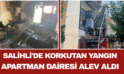 Salihli'de Korkutan Yangın Apartman Dairesi Alev Aldı