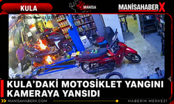 Kula’daki Motosiklet Yangını Kameraya Yansıdı