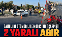 Salihli’de otomobil ile motosiklet çarpıştı: 2 yaralı ağır