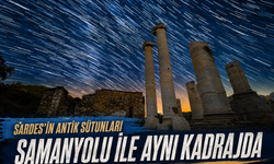 Sardes’in Antik Sütunları Samanyolu ile Aynı Kadrajda