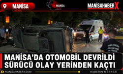 Yunusemre’de 5 Araca Çarpan Otomobil Yan Devrildi