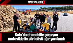 Kula’da otomobille çarpışan motosikletin sürücüsü ağır yaralandı