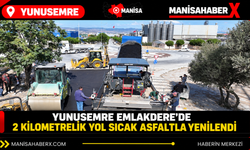 Yunusemre Emlakdere’de 2 kilometrelik yol sıcak asfaltla yenilendi