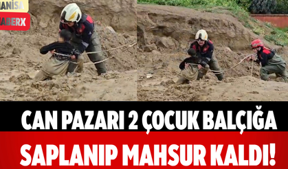 Can Pazarı 2 Çocuk Balçığa Saplanıp Mahsur Kaldı!