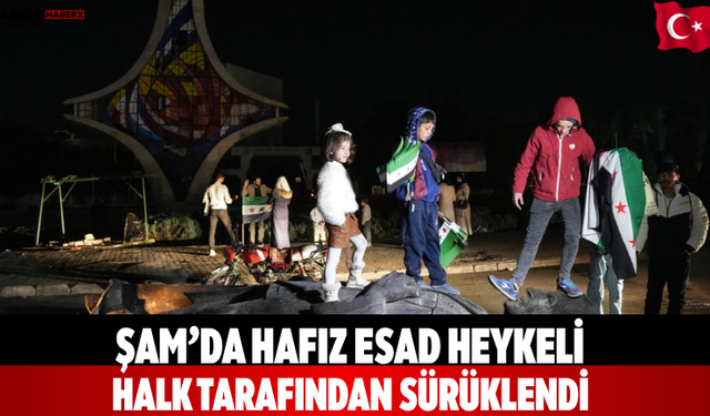 Şam’da Hafız Esad heykeli halk tarafından sürüklendi