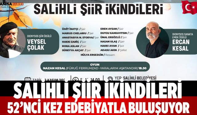 Salihli Şiir İkindileri 52’nci Kez Edebiyatla Buluşuyor