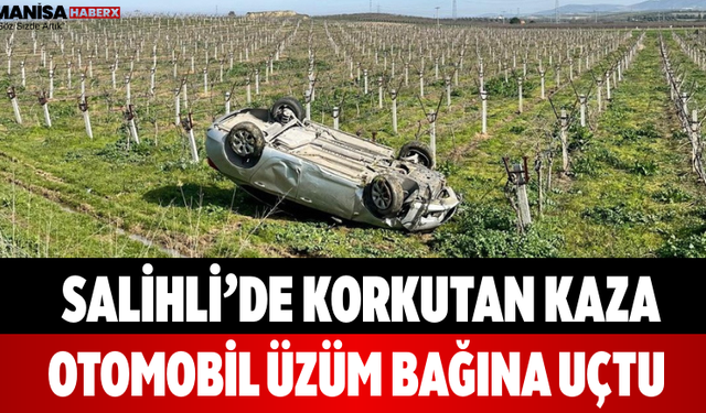 Salihli’de Korkutan Kaza Otomobil Üzüm Bağına Uçtu