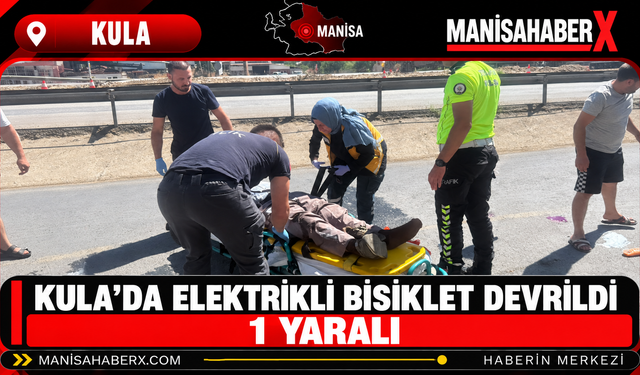 Kula’da Elektrikli Bisiklet Devrildi 1 Yaralı