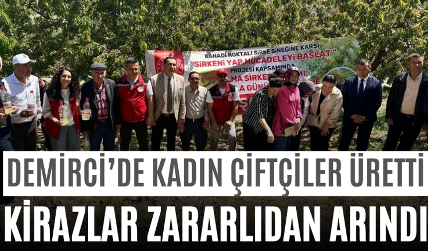 Demirci’de Kadın Çiftçiler Üretti Kirazlar Zararlıdan Arındı