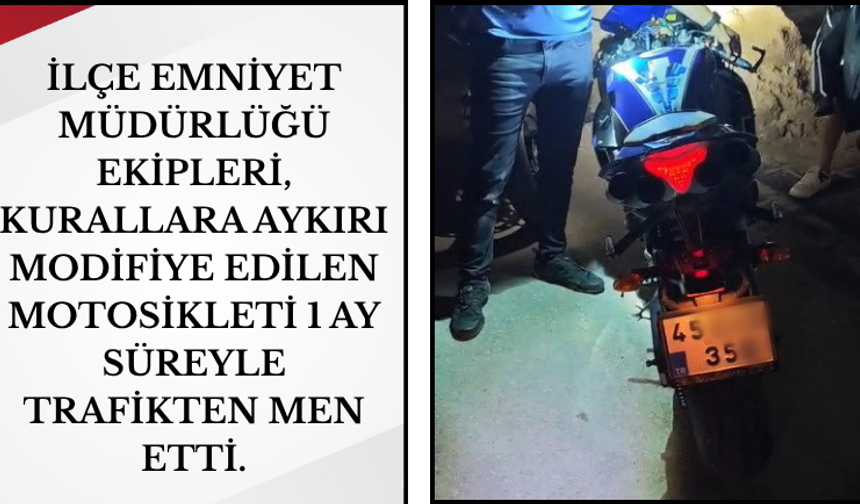 Salihli'de Abartı Egzozlu Motosiklet Trafikten Men!