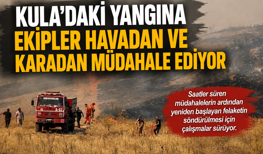 Kula'daki Yangına Ekipler Havadan ve Karadan Müdahale Ediyor