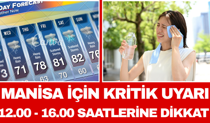 Manisa İçin Kritik Uyarı 12.00 - 16.00 Saatlerine Dikkat