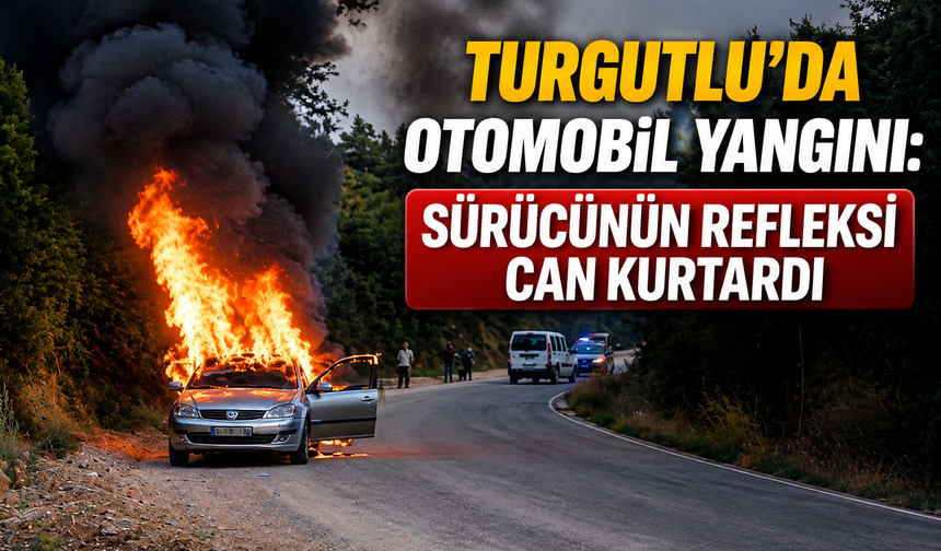 Turgutlu'da Otomobil Yangını: Sürücünün Refleksi Can Kurtardı