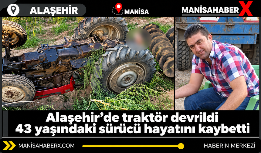 Alaşehir’de traktör devrildi  sürücü hayatını kaybetti