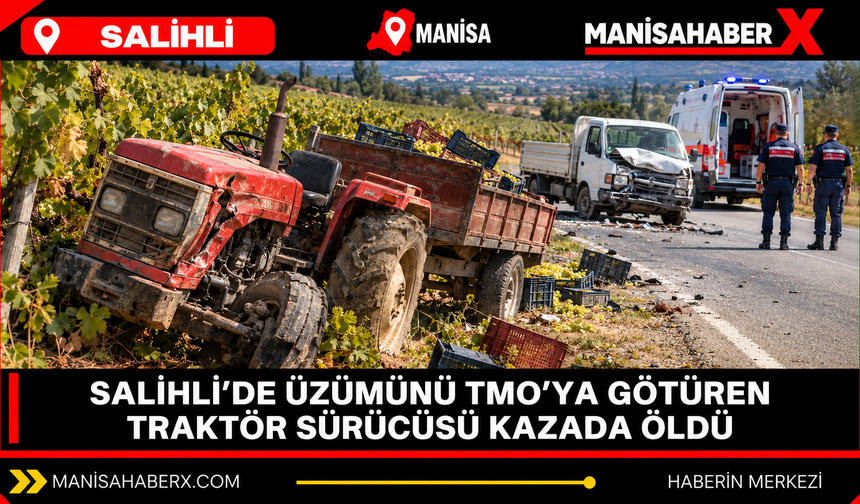 Salihli’de üzümünü TMO’ya götüren traktör sürücüsü kazada öldü