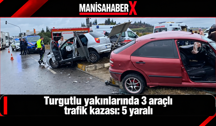 Turgutlu yakınlarında 3 araçlı trafik kazası: 5 yaralı