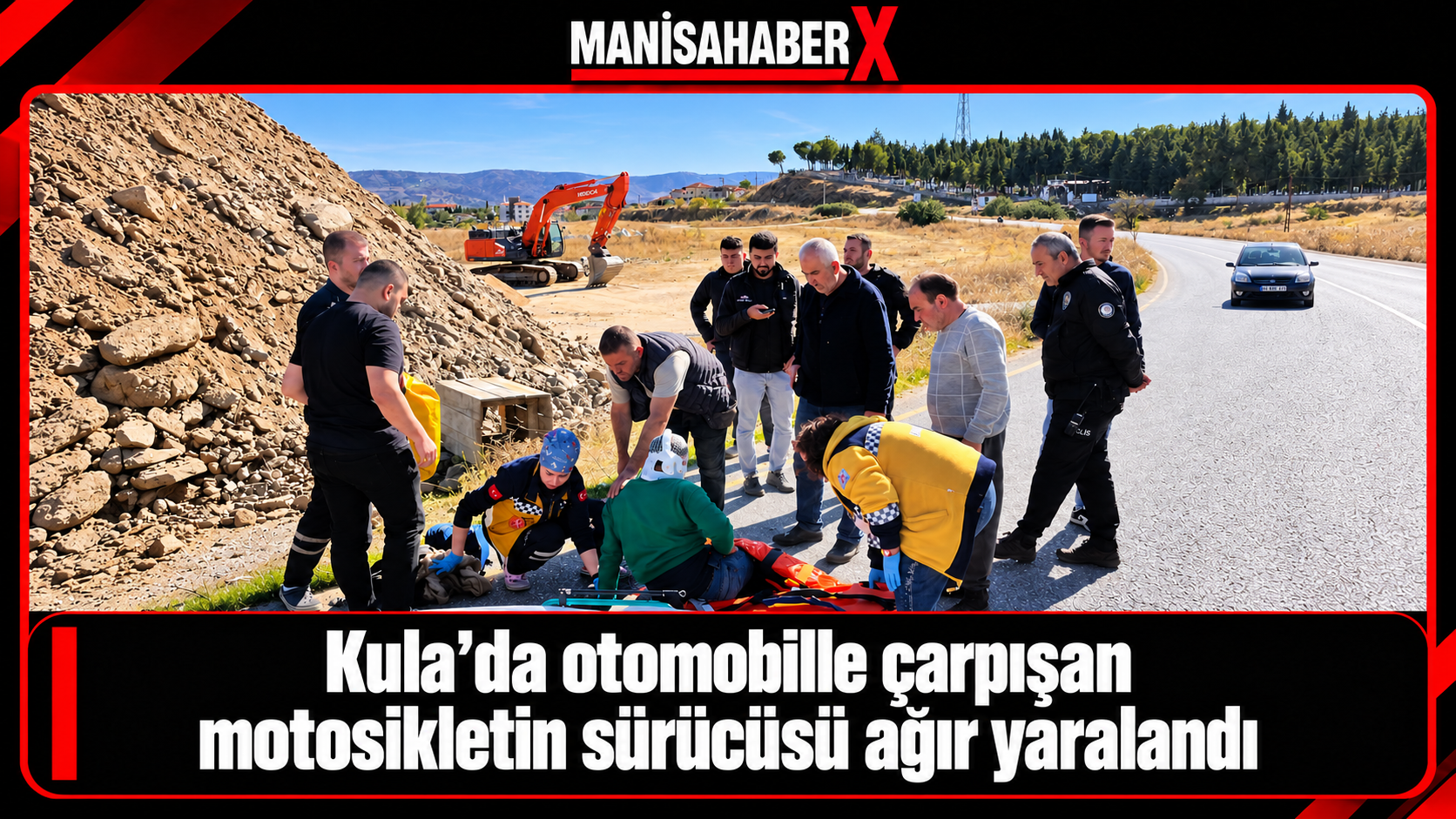 Kula’da otomobille çarpışan motosikletin sürücüsü ağır yaralandı